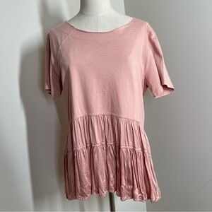 Anthropologie Women’s Maeve Tiered Ruffle Hem - SZ S - Short Sleeve Top